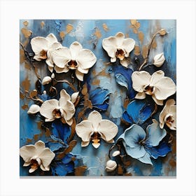 Pattern with blue Orchid flowers 2 Canvas Print