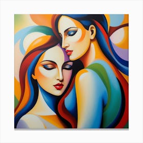 Two Women Hugging 4 Canvas Print
