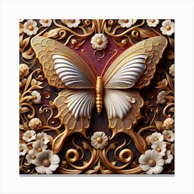 Gold & Porcelain Butterfly Canvas Print