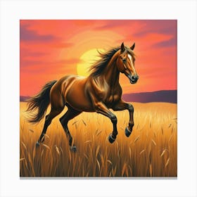 Horse Running At Sunset 5 Canvas Print