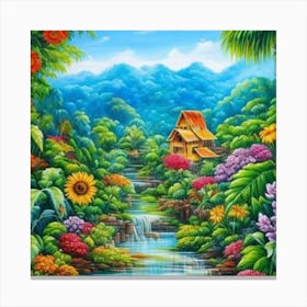 Waterfall In The Jungle 4 Canvas Print