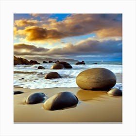 Boulders On The Beach 1 Canvas Print