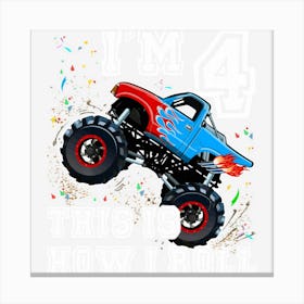 Limited Edition Monster Trucks 4th Birthday Party 4 Years Old Birthday Canvas Print