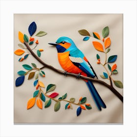 Peruvian Textile Art, Bird On a Branch, folk art, 164 Canvas Print