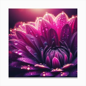 Purple Flower With Water Droplets 1 Canvas Print