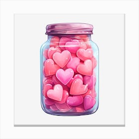 Pink Hearts In A Jar 17 Canvas Print