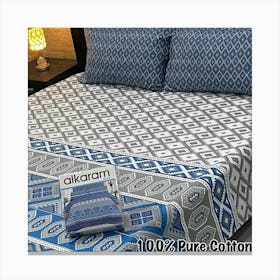 Blue And White Bedding Set 1 Canvas Print