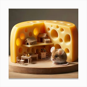 Mouse In A Cheese House Canvas Print