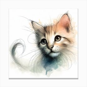 Watercolor Kitten 1 Canvas Print