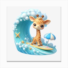 Giraffe On A Wave Canvas Print
