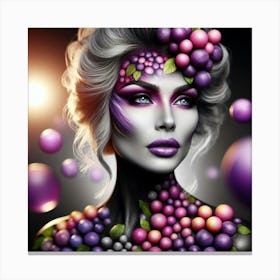 Purple Woman With Grapes Canvas Print