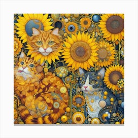 Sunflower Cats 1 Canvas Print