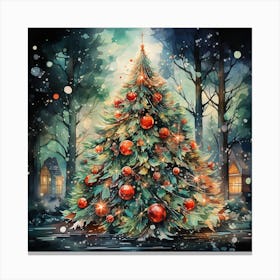 Christmas Tree In The Forest Canvas Print