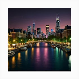 Cityscape At Night Canvas Print