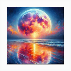 Full Moon Over The Ocean 14 Canvas Print