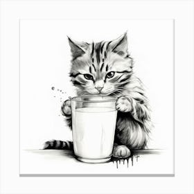 Kitten Drinking Milk Canvas Print
