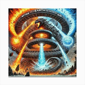 Elemental Convergence Array Neutralizing Kaiju 1 Canvas Print