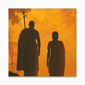 Silhouette Of A Couple Canvas Print