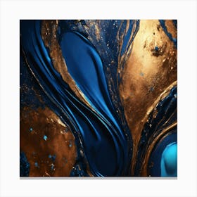 Abstract Blue and Gold Marble Canvas Print