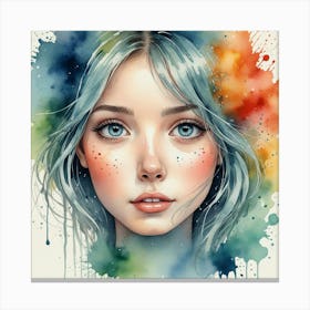 Girl With Blue Hair 6 Canvas Print