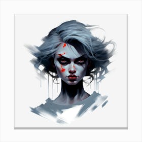 Girl With Blood On Her Face Canvas Print