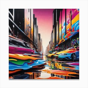 Street Scene By Person Canvas Print
