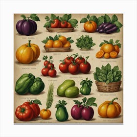 Vintage Vegetables Canvas Print