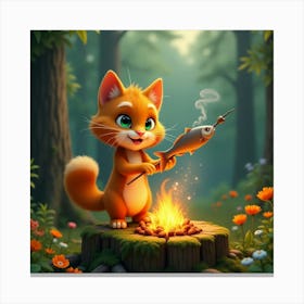 Flux Dev A Vibrant Orange Tabby Cat With Bright Green Eyes And 3 Canvas Print