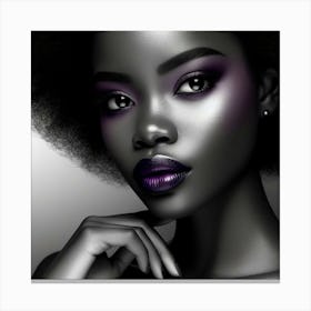 Black Woman With Purple Makeup Canvas Print