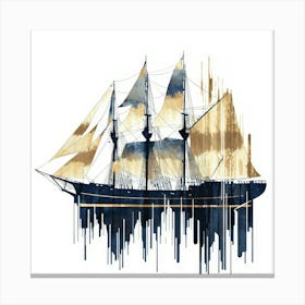 Color Drip Design A Grand Sailing Ship Canvas Print