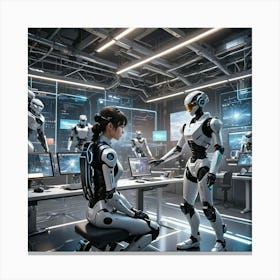 Robots In The Office 1 Canvas Print