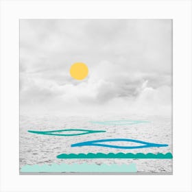 Yellow Sun In The Clouds Square Canvas Print