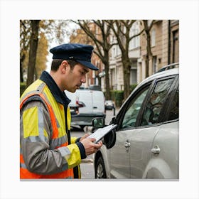 A Driver Searching An Address Canvas Print