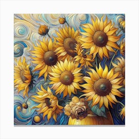 Van Gogh style, Sunflowers Canvas Print