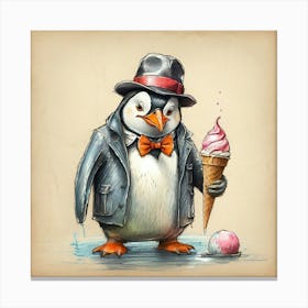 Penguin Ice Cream 2 Canvas Print