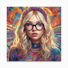 Soul Connection, Petite Body, Blonde Hair, Blue Eyes, Wears Glasses, Nerdy But Seductive Canvas Print