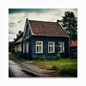 House Baltic City Countryside Window Colours View Brick Black Street Latvia Background L (1) Canvas Print