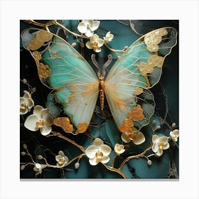 Butterfly And Orchids Canvas Print