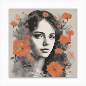 Portrait Of A Girl With Flowers Canvas Print