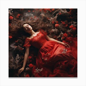 Lady Red Dress Canvas Print