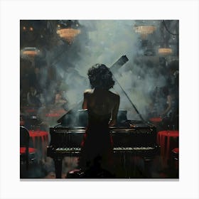 Solo at Midnight: The Enigmatic Pianist. Canvas Print