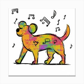 Dog With Music Notes Canvas Print