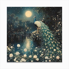 Peacock At Night Canvas Print