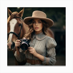 Beautiful Woman With A Camera 1 Canvas Print