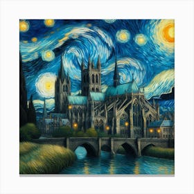 Van Gogh Painted A Starry Night Over A Gothic Castle 3 Canvas Print