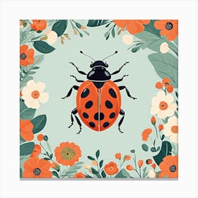 Ladybug With Flowers 1 Canvas Print