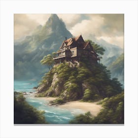 House On The Island Canvas Print