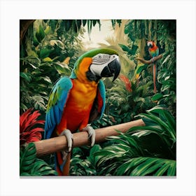 Parrots In The Jungle Canvas Print