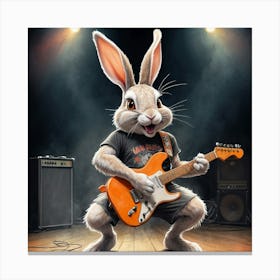 Rabbit Playing Guitar Canvas Print