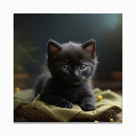 Little Baby Black Cat Canvas Print